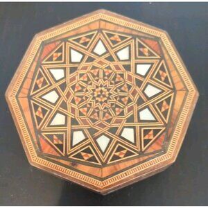 Wooden Handmade Mosaic Trinket Box Inlay Mother Of Pearl Beautiful See Pictures